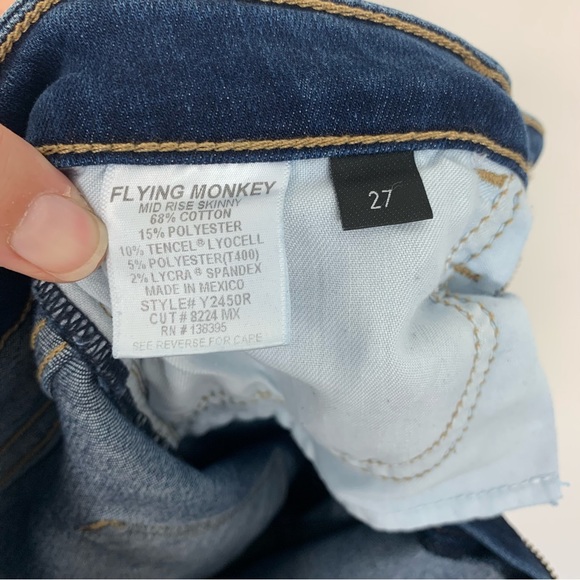 Flying Monkey Mid Rise Skinny Medium Wash Jeans 27 - Picture 10 of 11